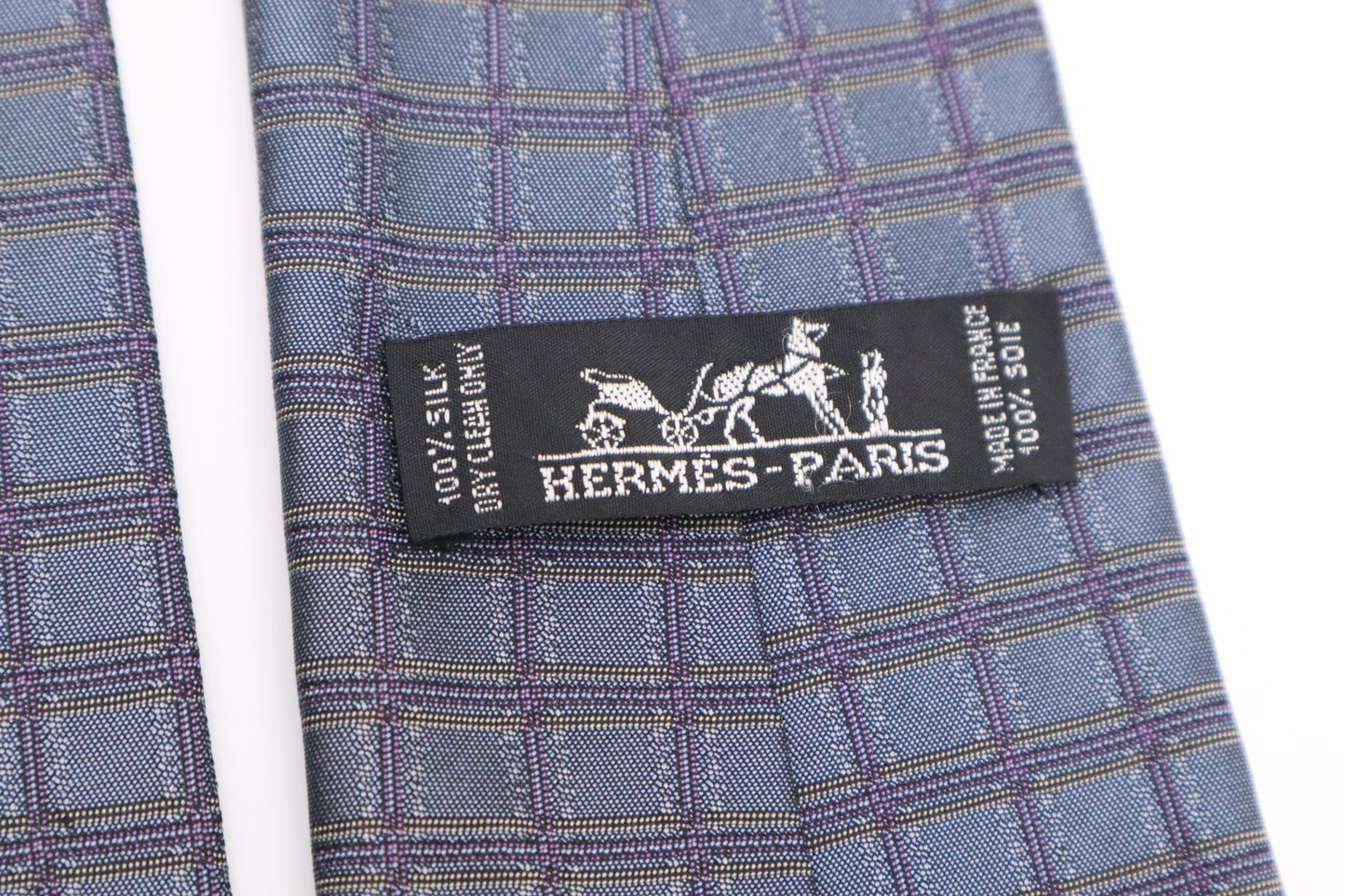 Hermes Tie in Iridescent Blue Silk