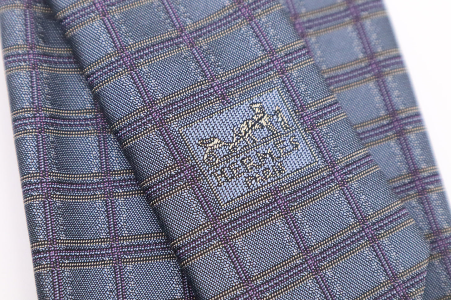 Hermes Tie in Iridescent Blue Silk