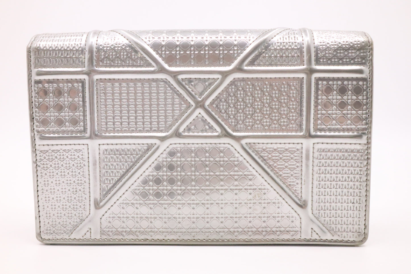 Dior Diorama Clutch on Chain in Silver Leather