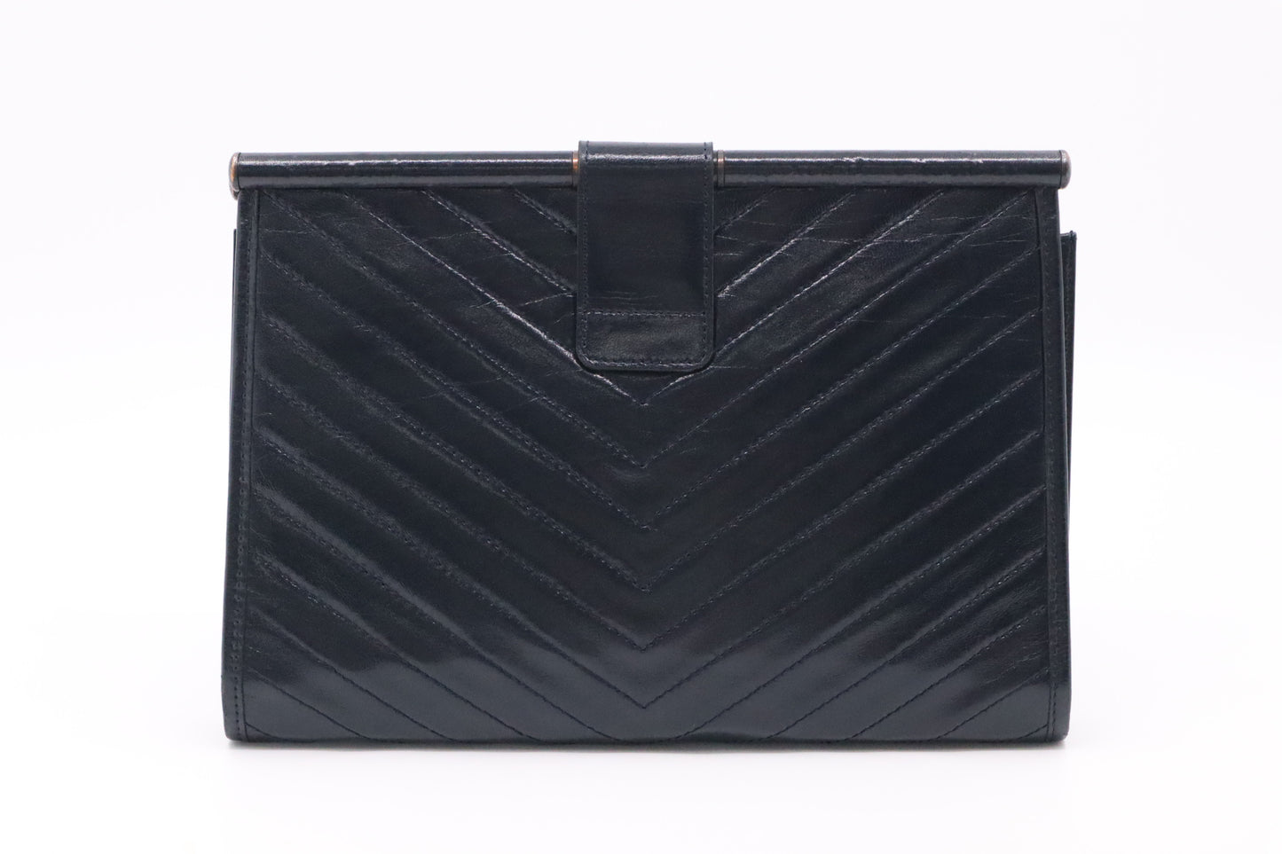 YSL Saint Laurent Clutch in Navy Blue Leather