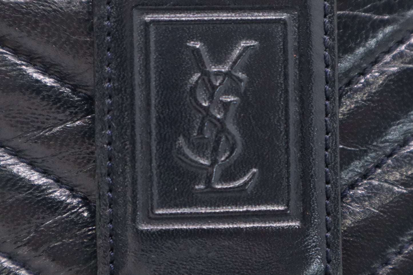 YSL Saint Laurent Clutch in Navy Blue Leather