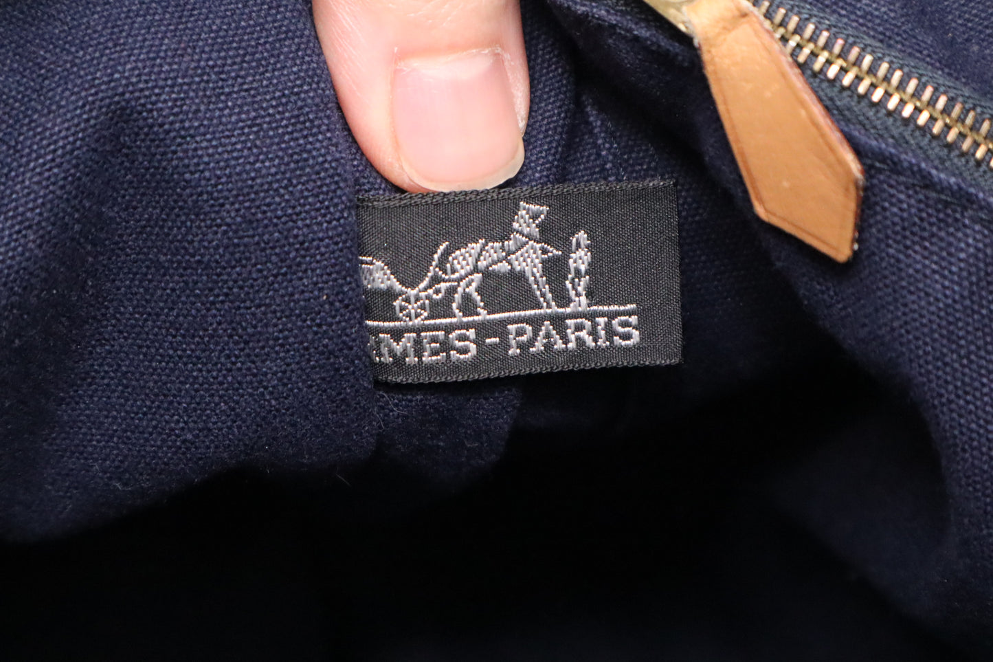 Hermes Fourre Tout MM in Navy Blue Canvas