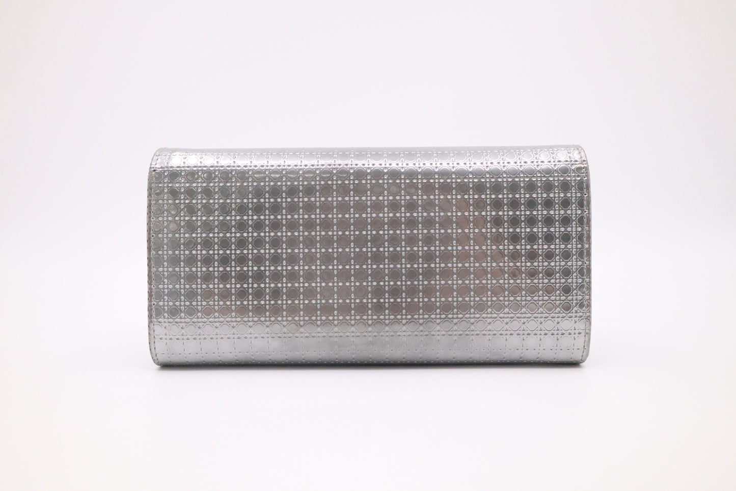 Dior Croisiere Wallet on Chain in Silver Micro-Cannage Patent Leather