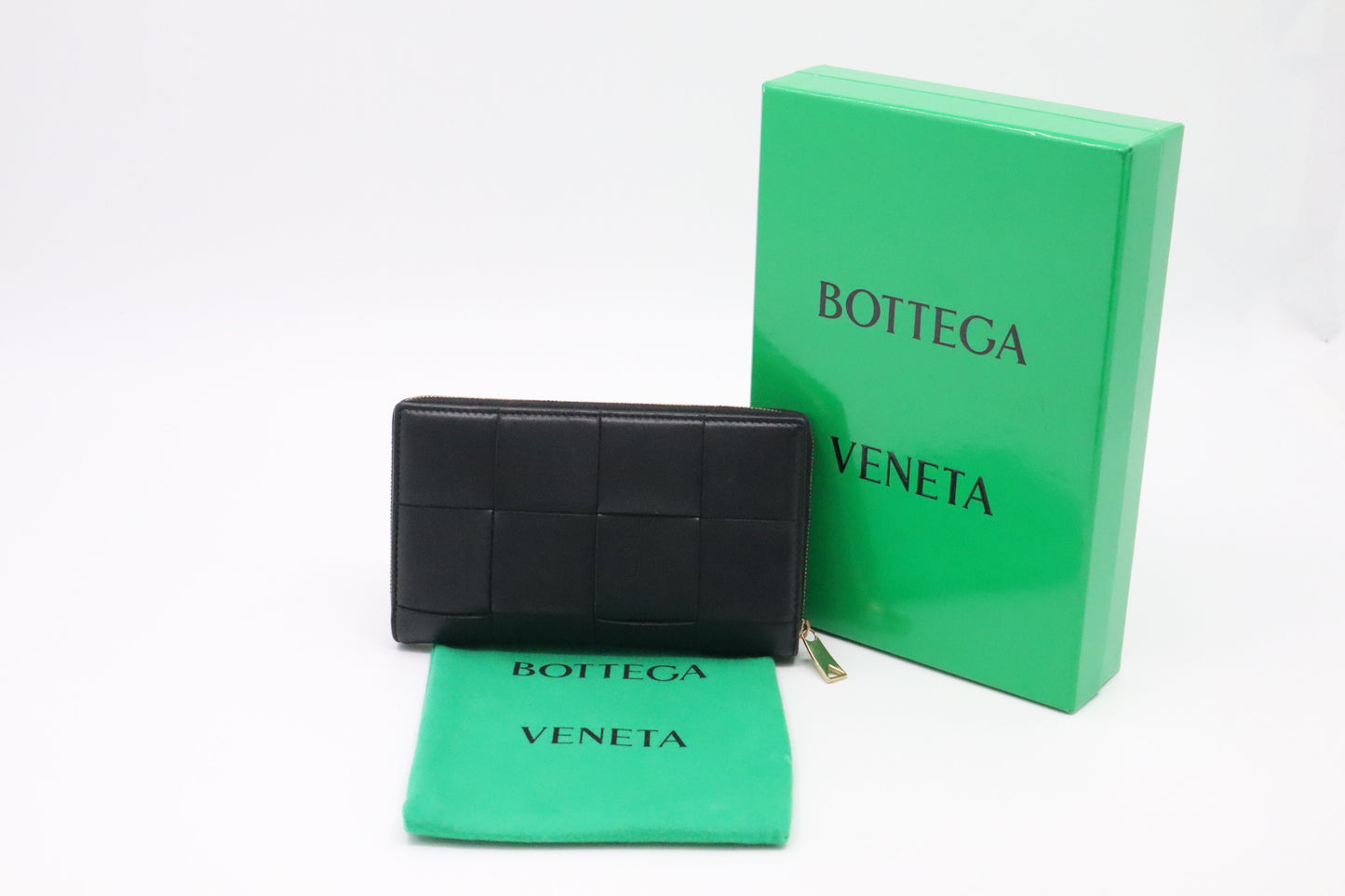 Bottega Veneta Casette Zippy Wallet in Black Intrecciato Leather