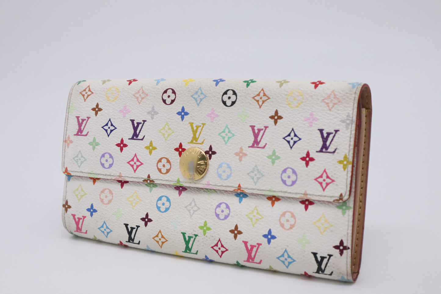 Louis Vuitton Portefeuille Sarah Wallet in White Multicolor Monogram Canvas