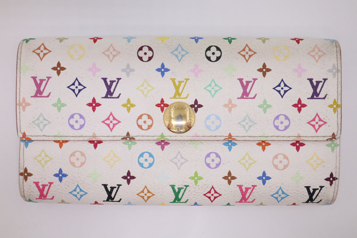 Louis Vuitton Portefeuille Sarah Wallet in White Multicolor Monogram Canvas