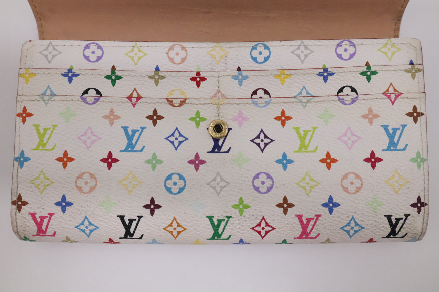 Louis Vuitton Portefeuille Sarah Wallet in White Multicolor Monogram Canvas