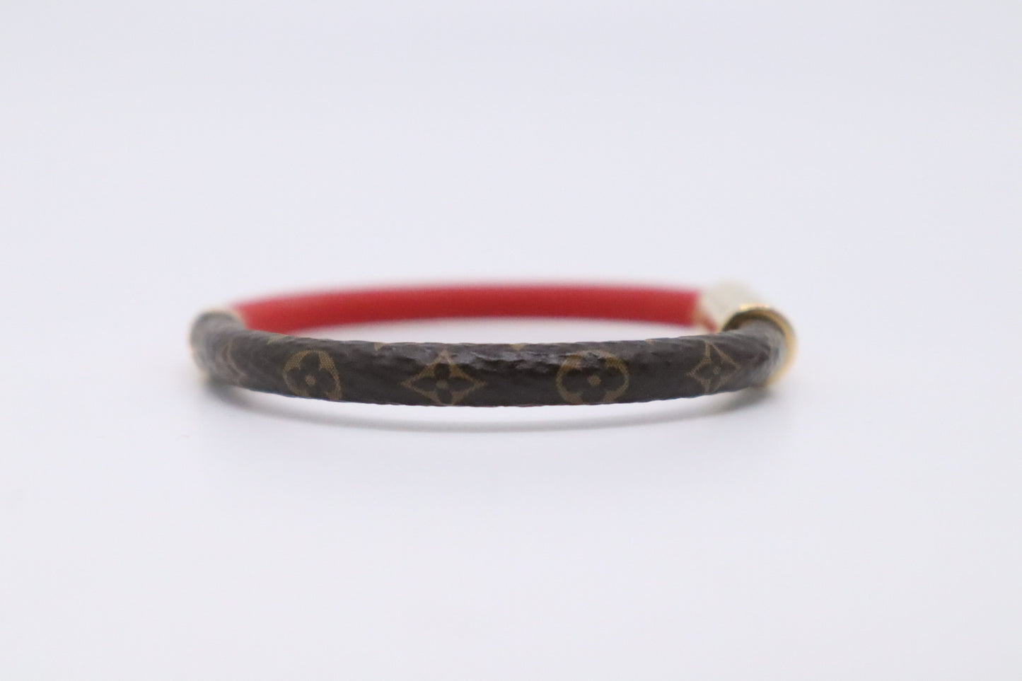 Louis Vuitton Daily Confidential Bracelet in Mini Monogram Canvas and Red Leather