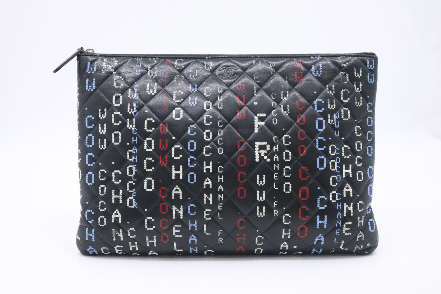 Chanel Large Pouch in Quilted Data Center O Black Leather