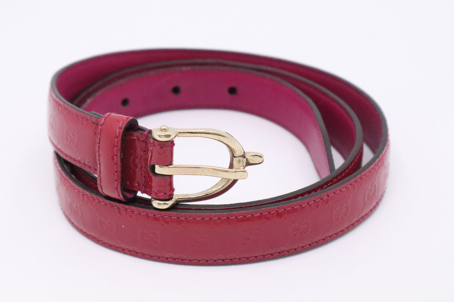 Gucci Belt in Pink GG Patent Leather