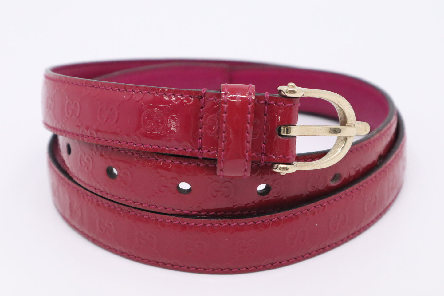 Gucci Belt in Pink GG Patent Leather