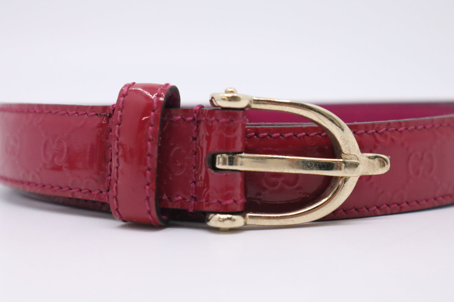 Gucci Belt in Pink GG Patent Leather