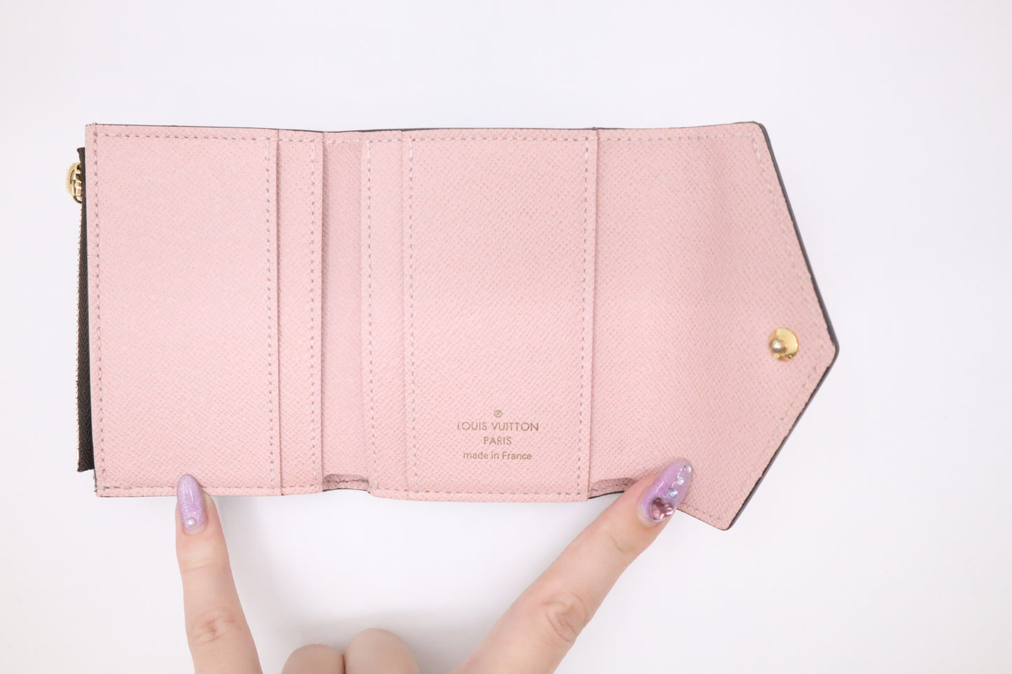 Louis Vuitton Zoe Wallet in Rose Ballerine Pink Leather and Monogram Canvas