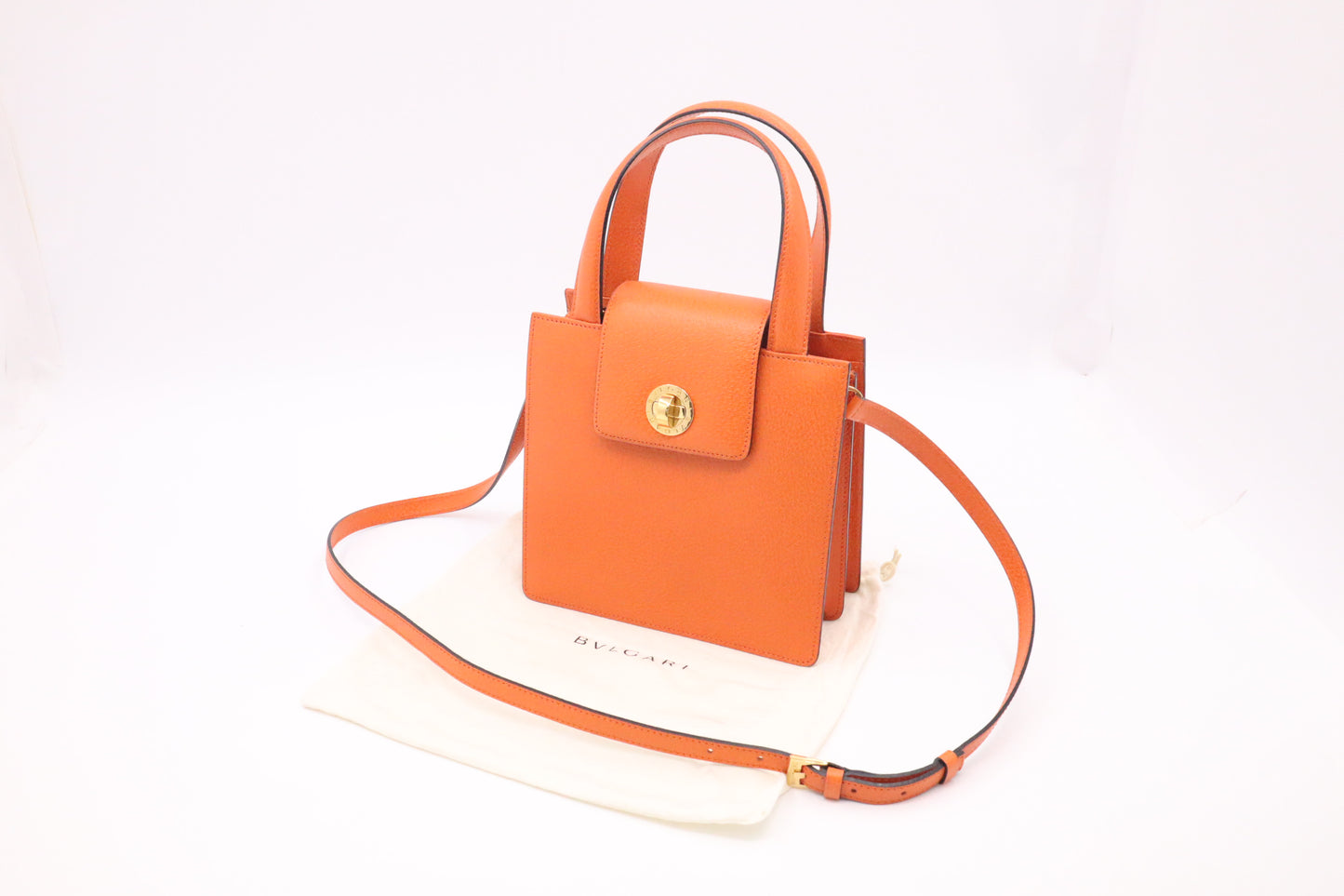 Bvlgari 2-Way Handbag in Orange Leather