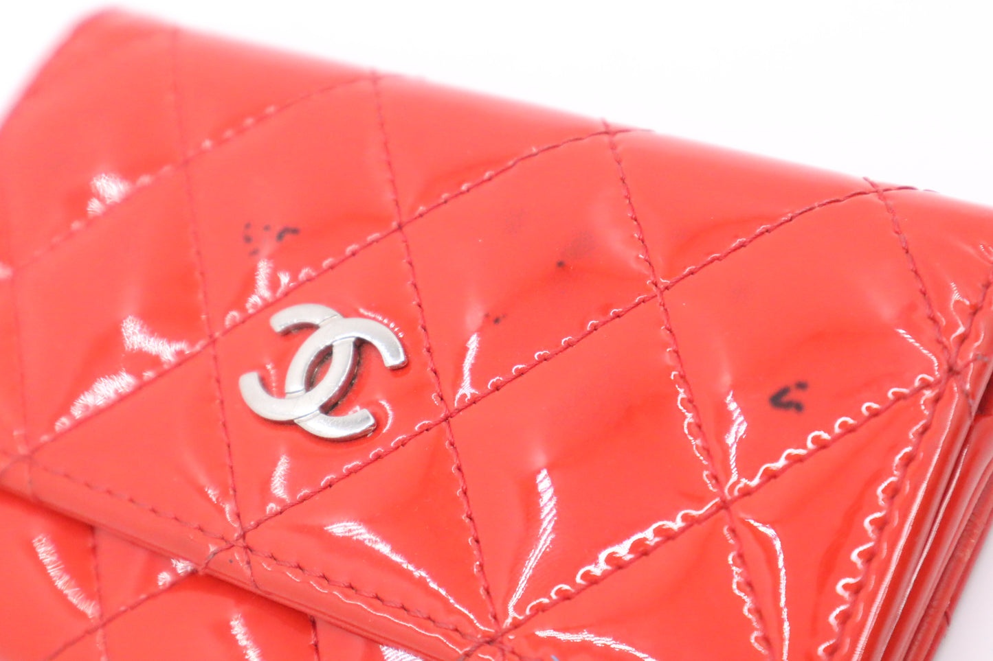 Chanel Wallet in Red Matelassé Patent Leather