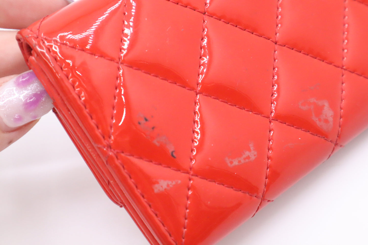 Chanel Wallet in Red Matelassé Patent Leather