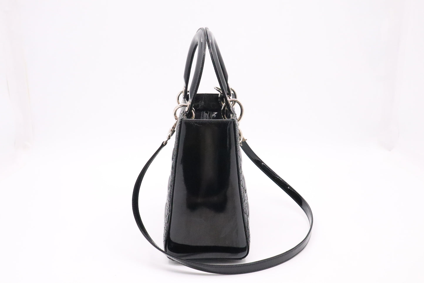 Dior Small Lady Dior in Black Cannage Patent Leather