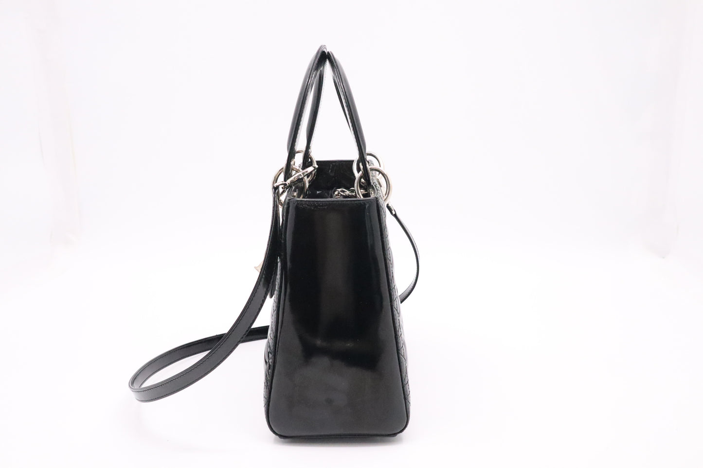 Dior Small Lady Dior in Black Cannage Patent Leather