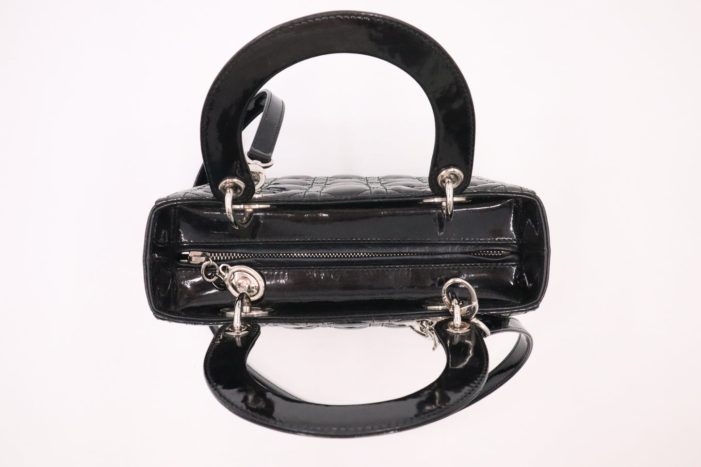 Dior Small Lady Dior in Black Cannage Patent Leather