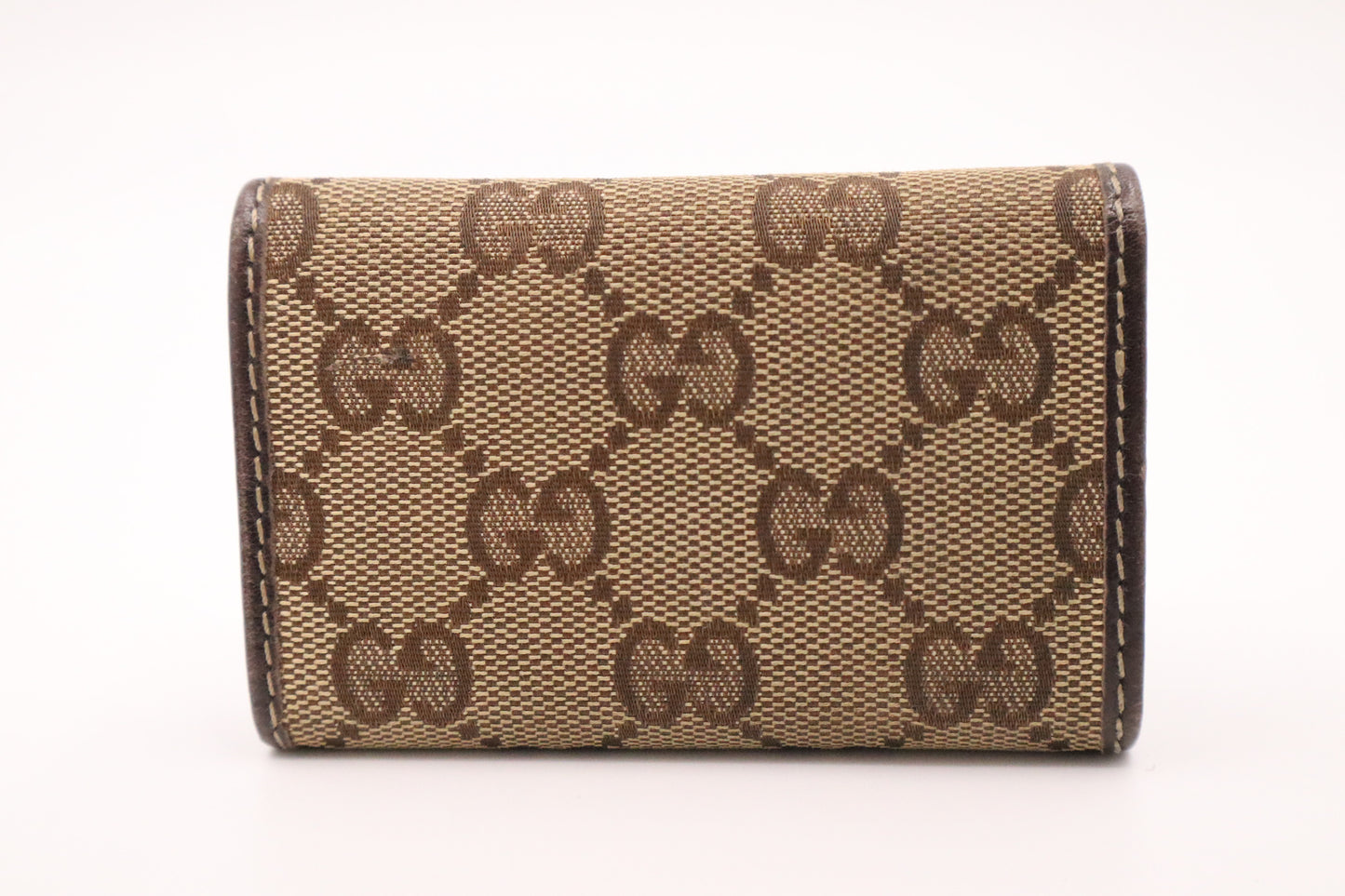 Gucci 4 Key Case in GG Canvas & Brown Leather