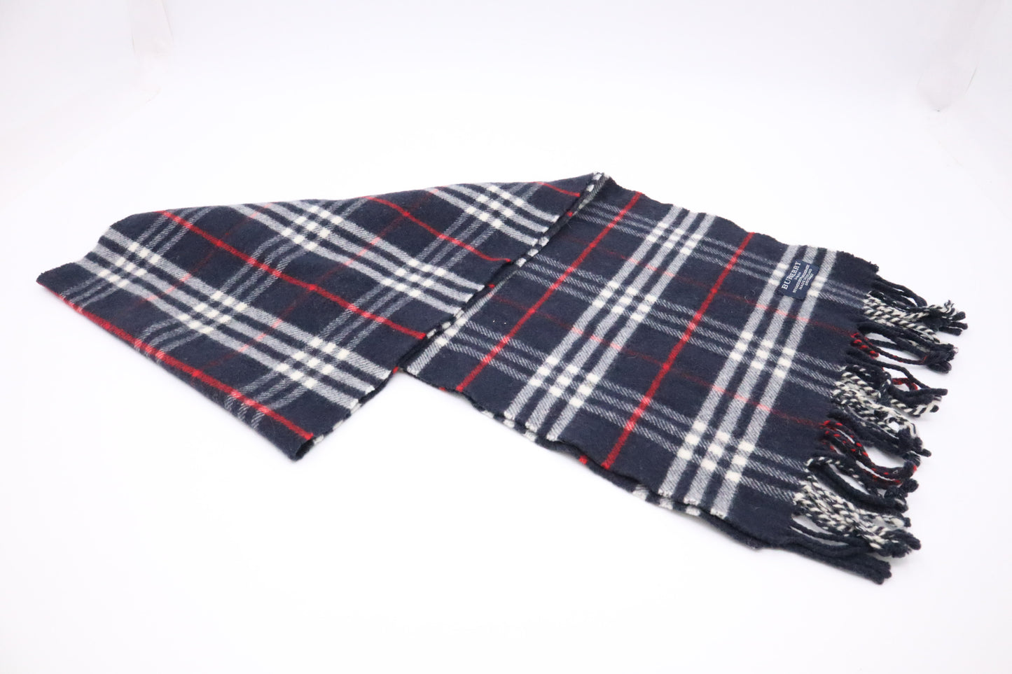 Burberry Scarf in Navy Wool and Cashmere