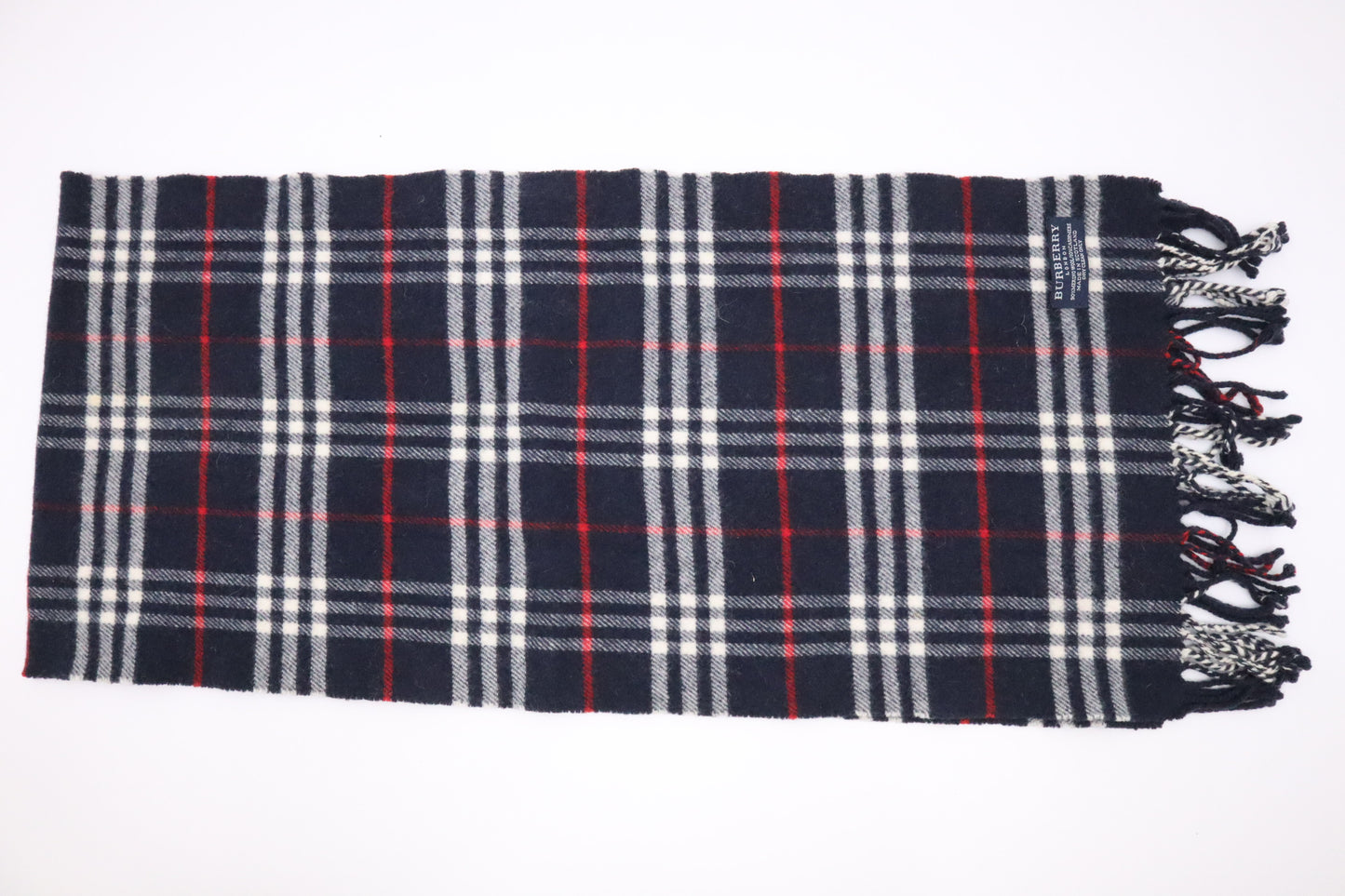 Burberry Scarf in Navy Wool and Cashmere