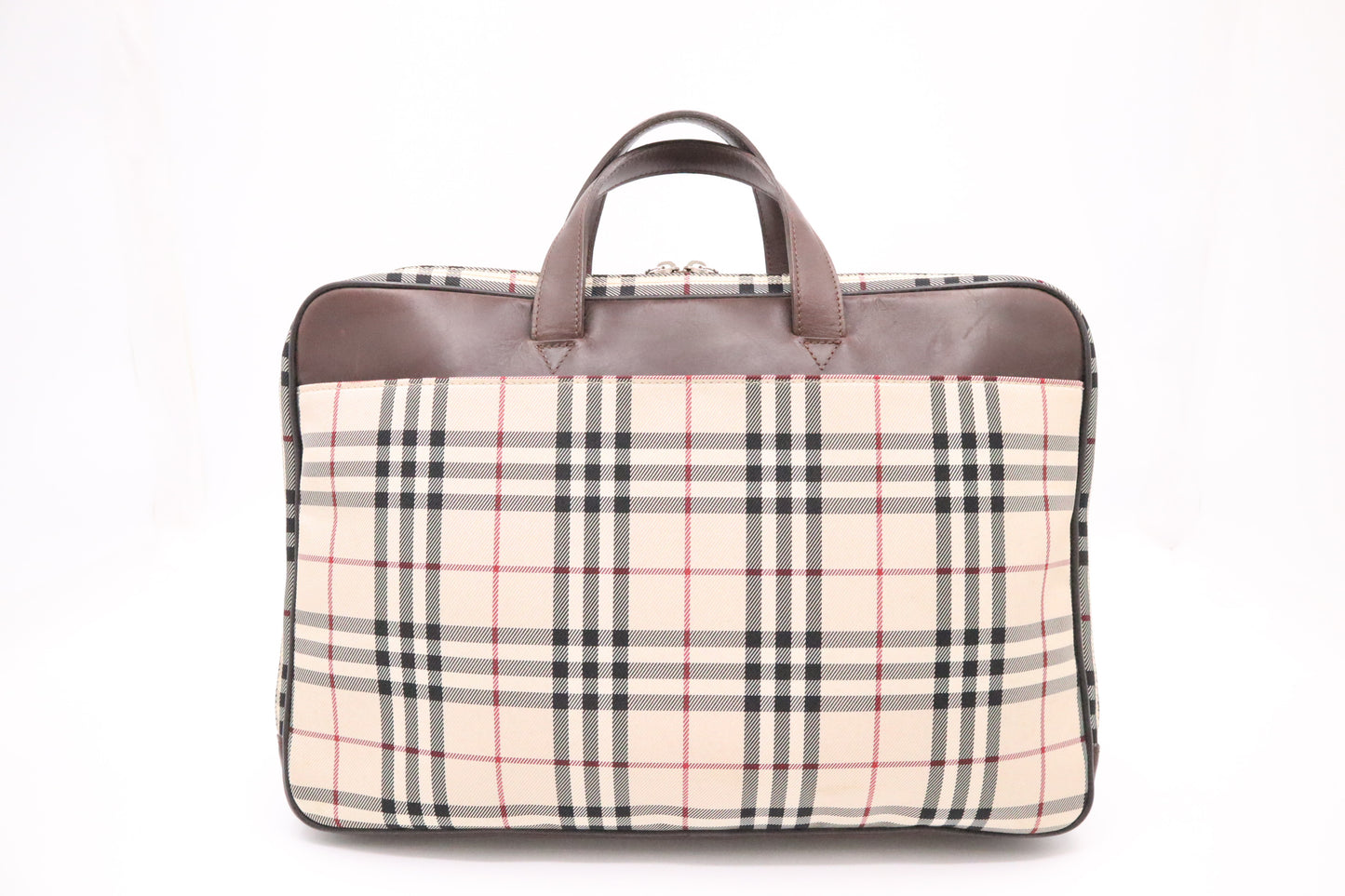 Burberry Briefcase in Beige Checked Canvas