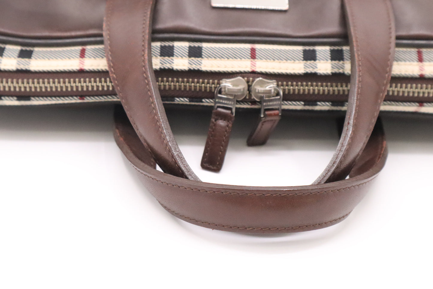 Burberry Briefcase in Beige Checked Canvas