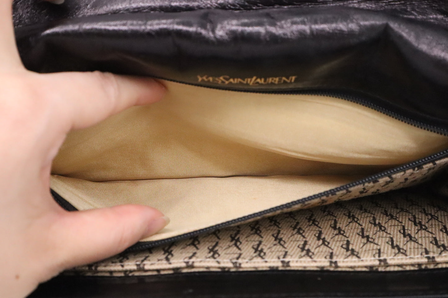 YSL Saint Laurent Clutch in Black Quilted Leather