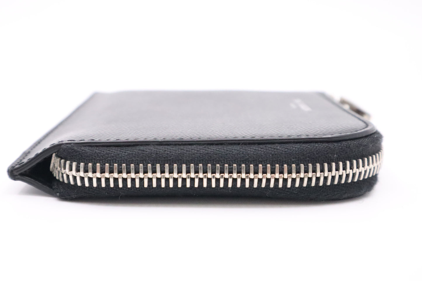 YSL Saint Laurent Zippy Card Case in Black Pebbled Leather