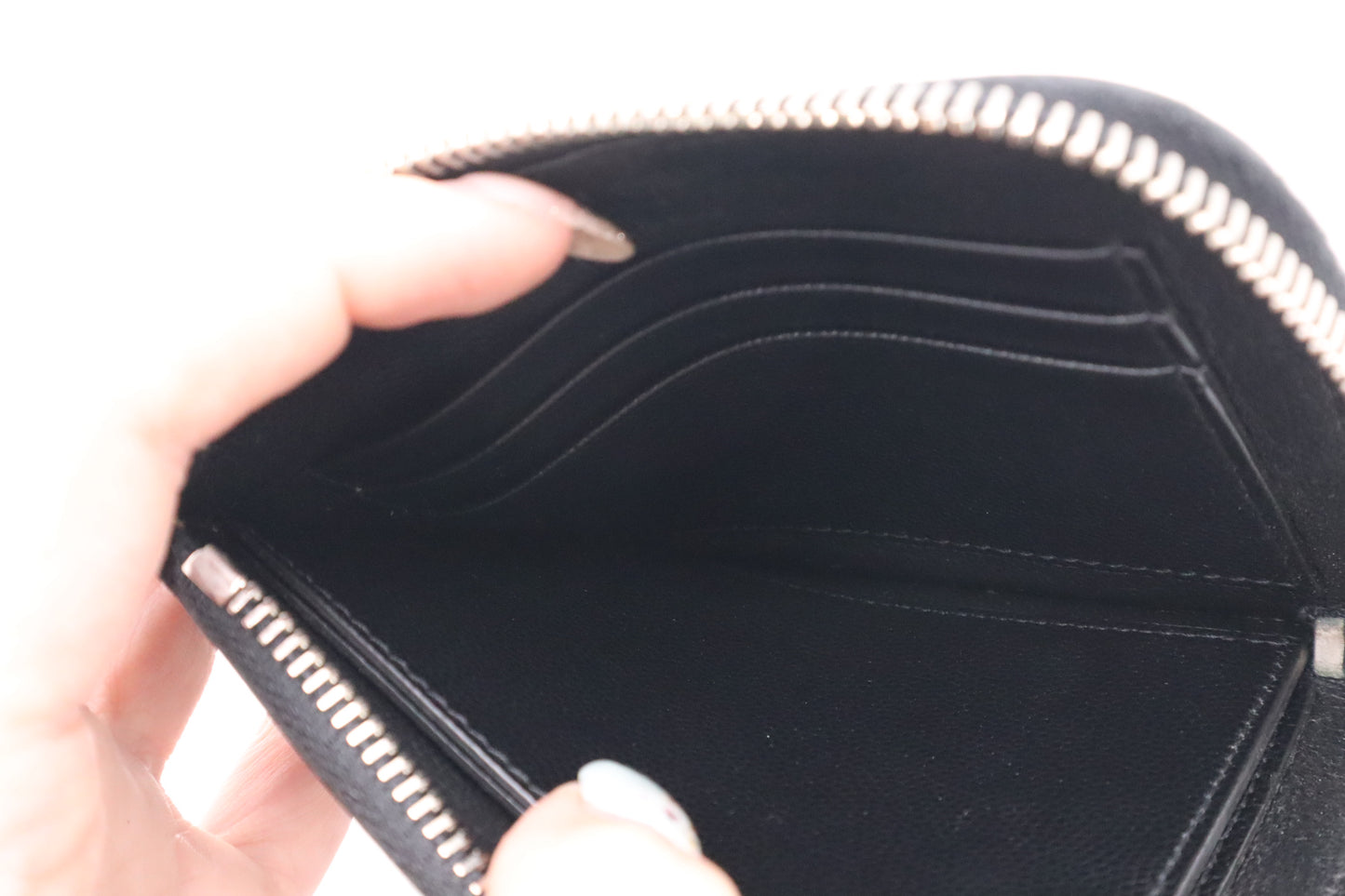 YSL Saint Laurent Zippy Card Case in Black Pebbled Leather