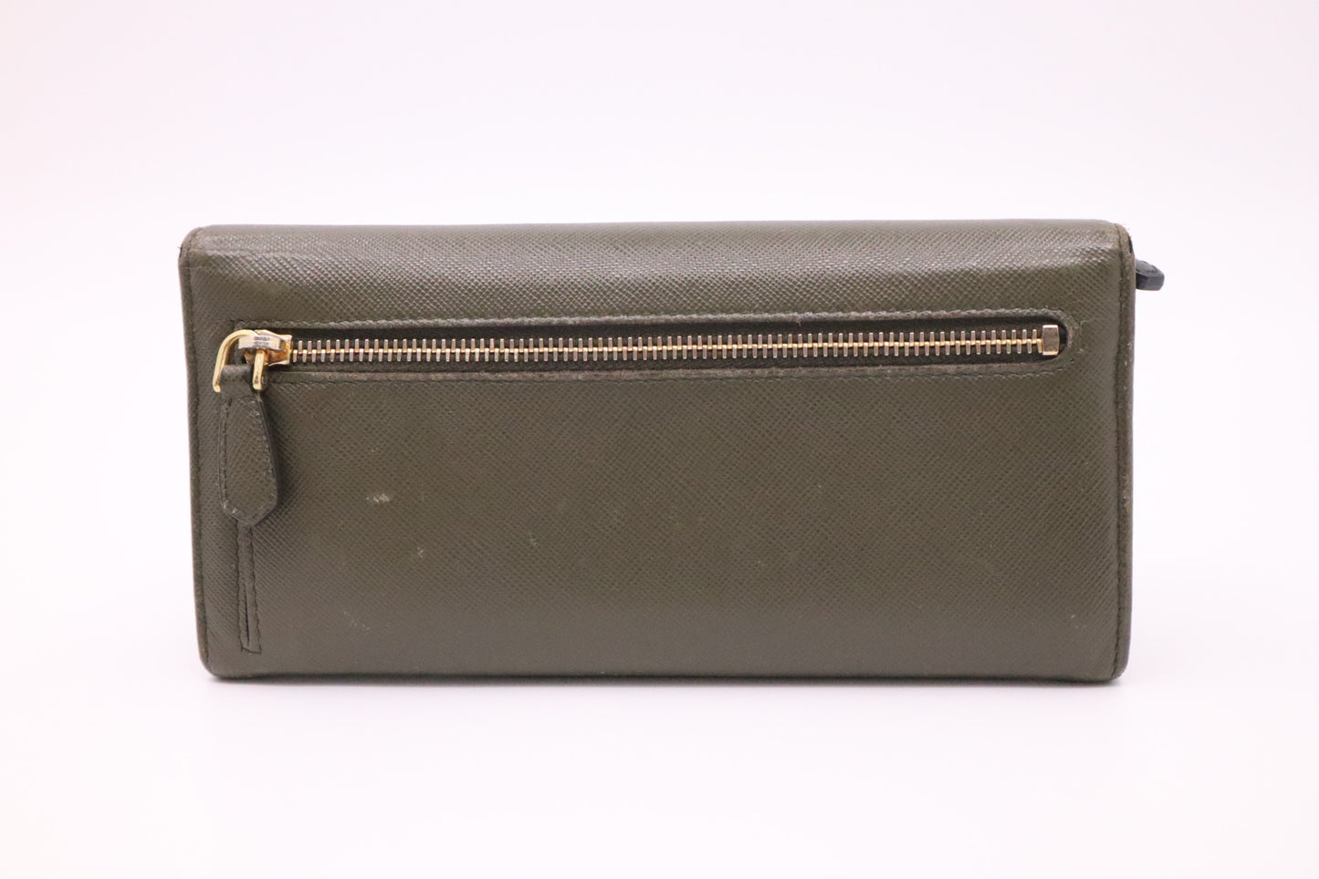 Prada Long Wallet in Military Green Saffiano Leather