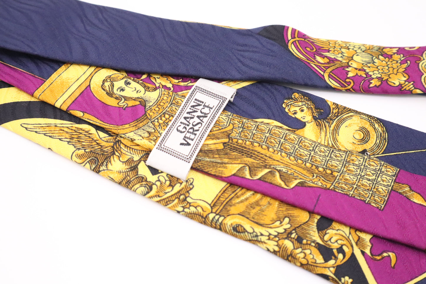 Versace Tie in Blue, Purple, & Gold Silk