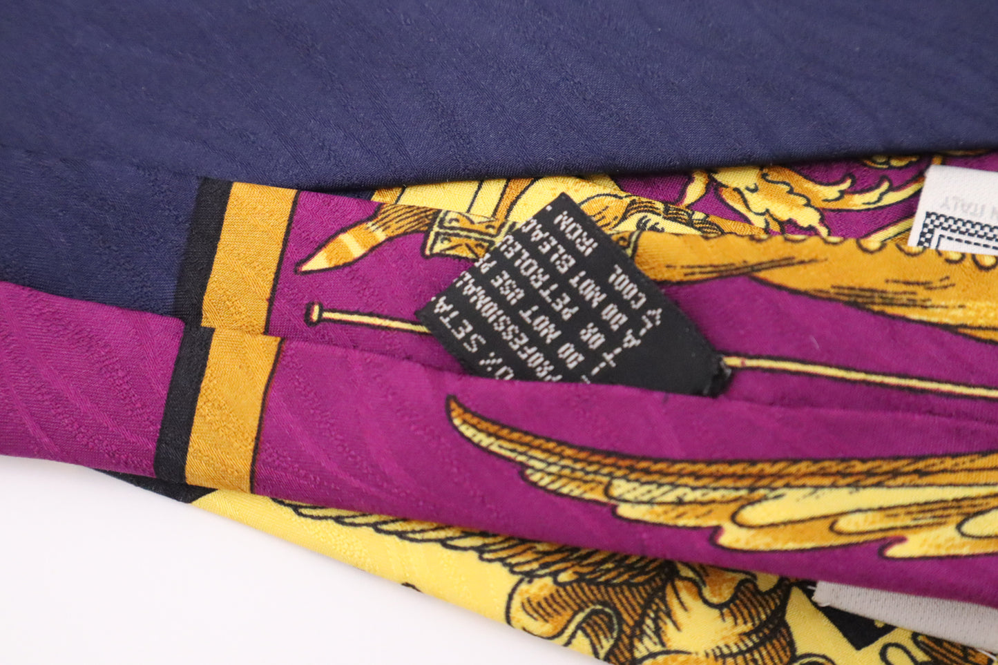 Versace Tie in Blue, Purple, & Gold Silk