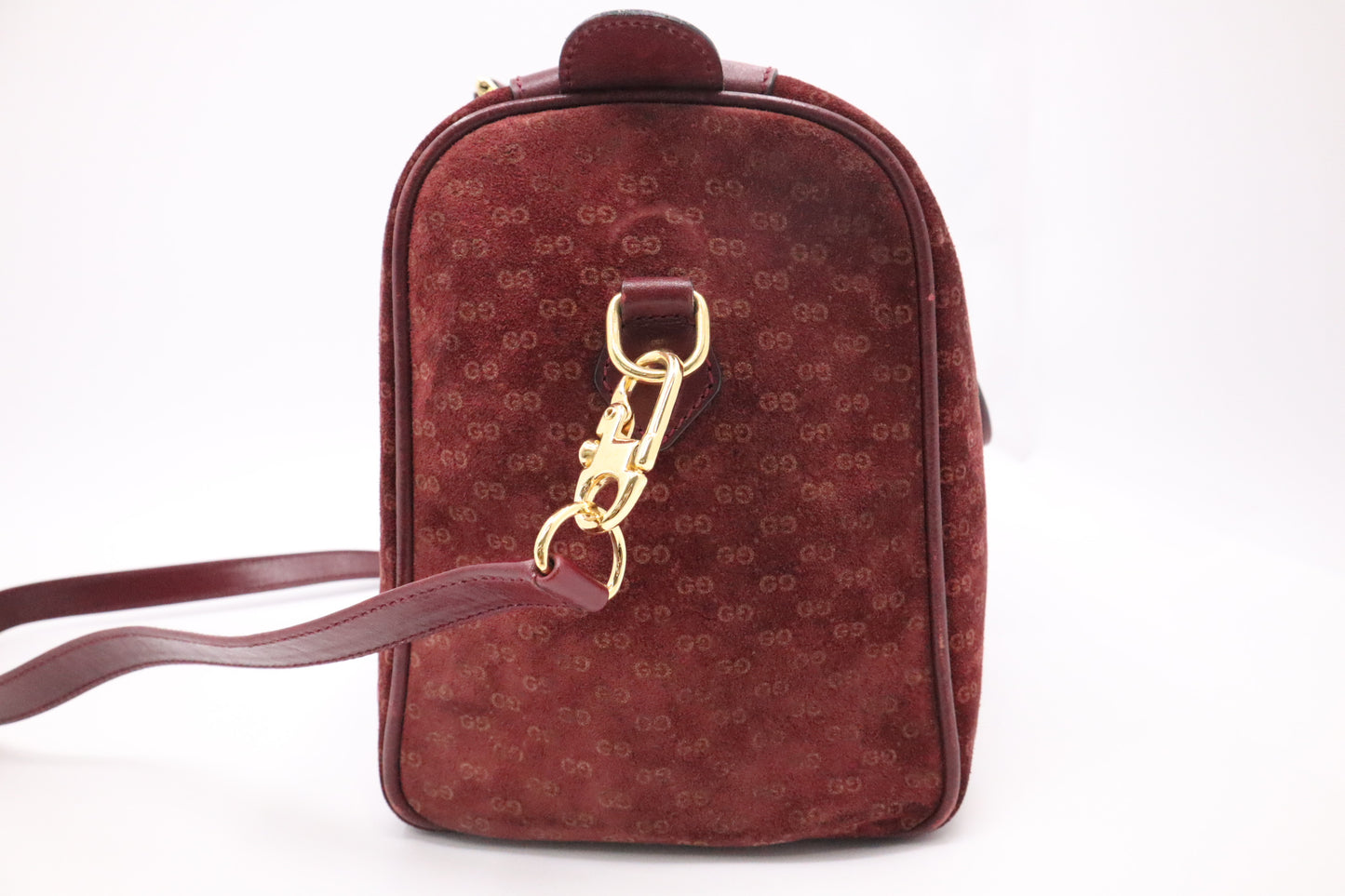 Gucci Boston Bag in Burgundy GG Suede