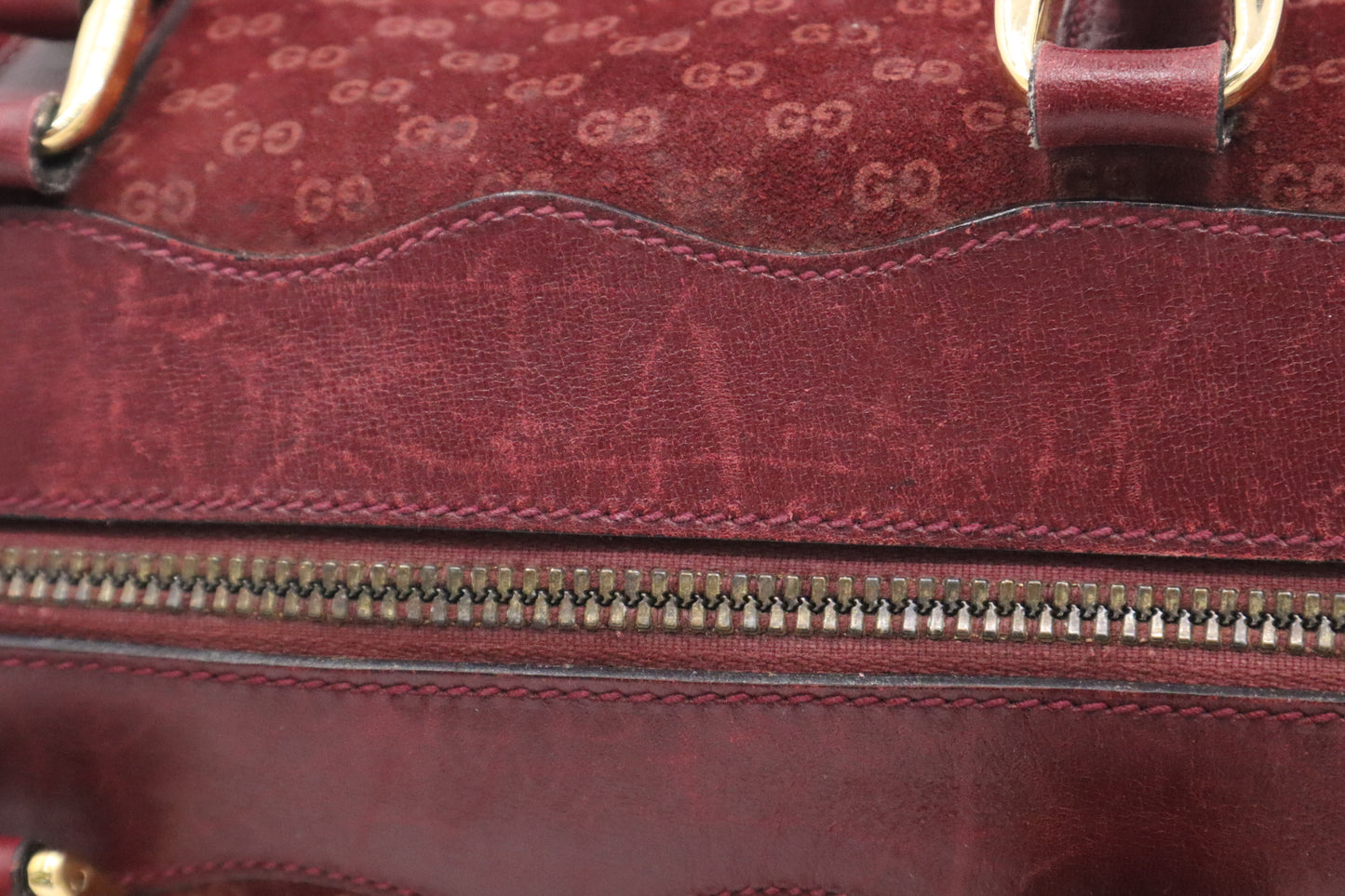 Gucci Boston Bag in Burgundy GG Suede