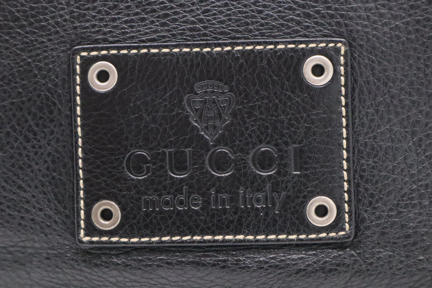 Gucci Crest Chain Messenger Bag in Black Leather