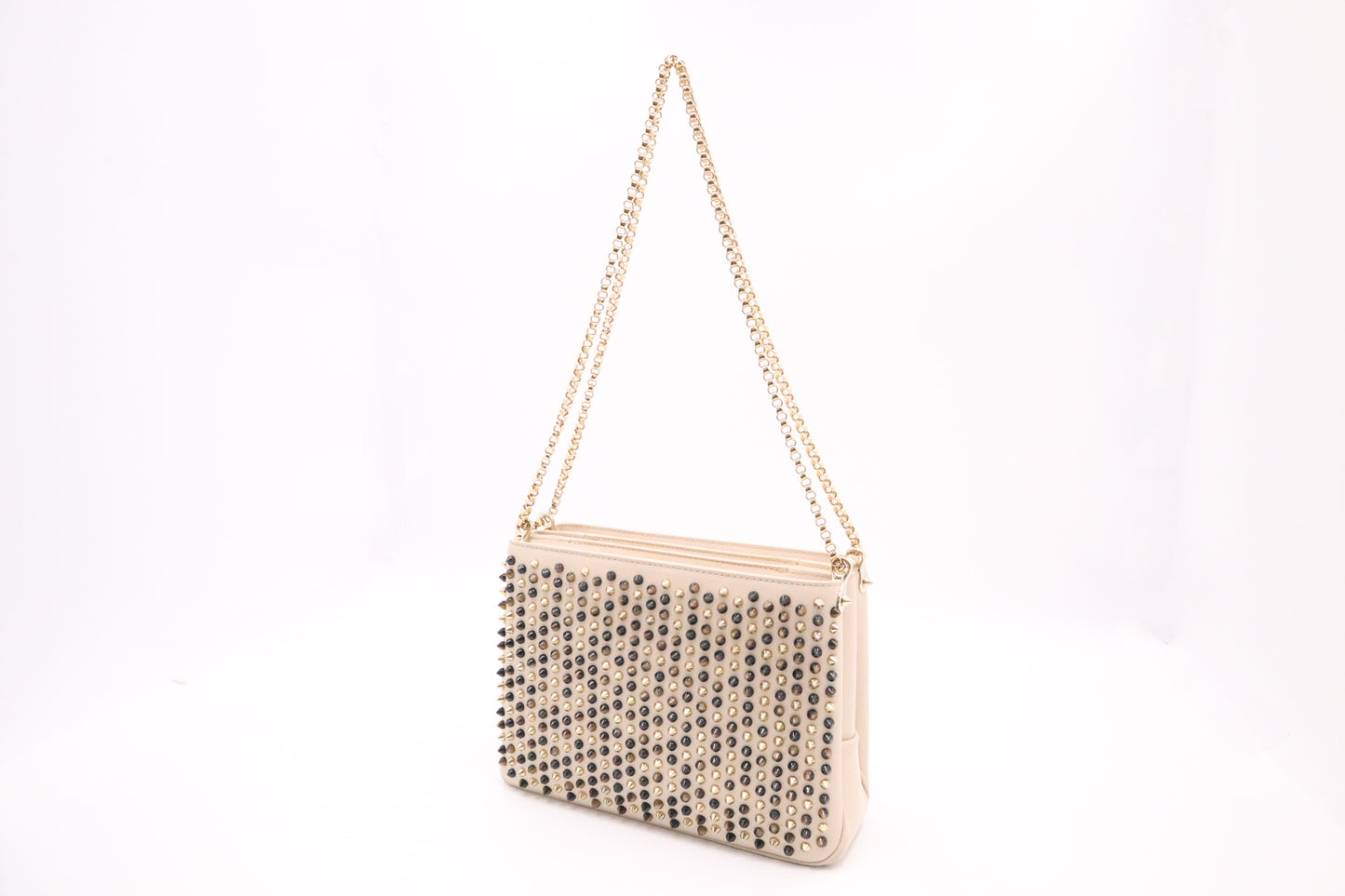 Louboutin Triloubi Shoulder Bag in Cream Studded Leather