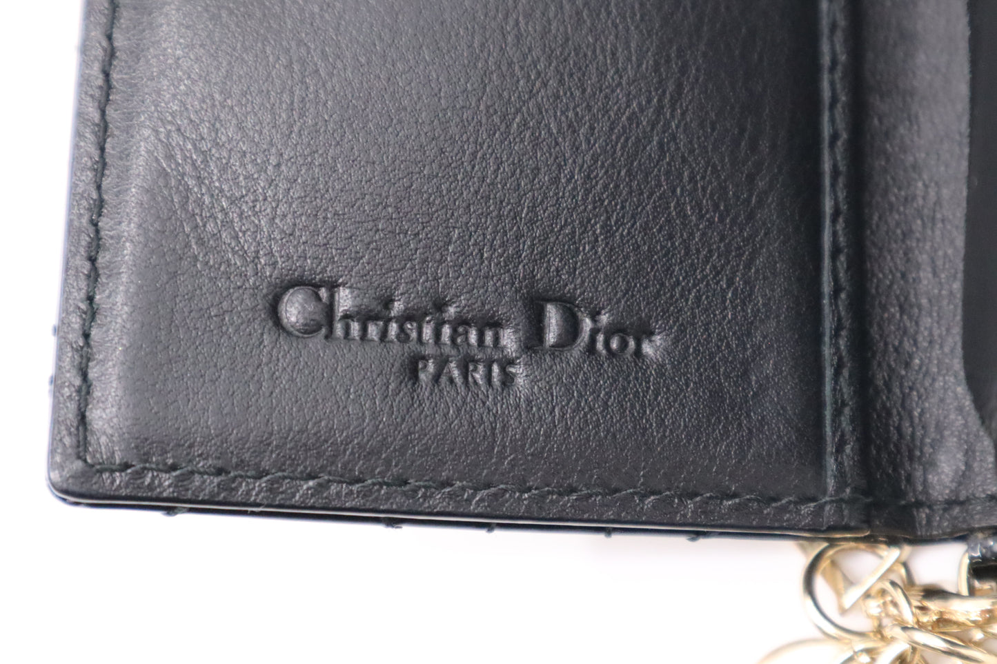 Dior Lady Dior Compact Wallet in Black Patent Cannage Leather