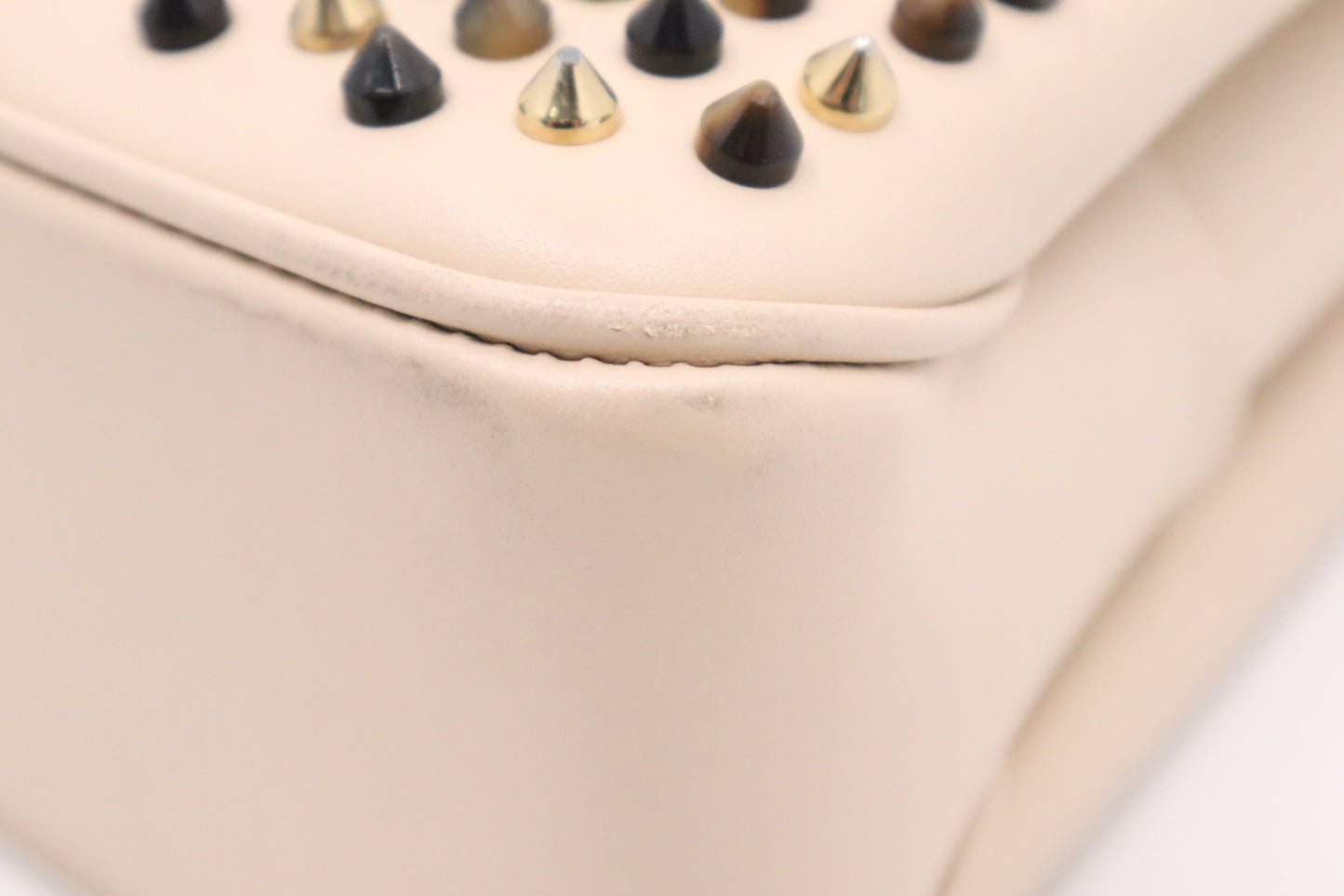 Louboutin Triloubi Shoulder Bag in Cream Studded Leather