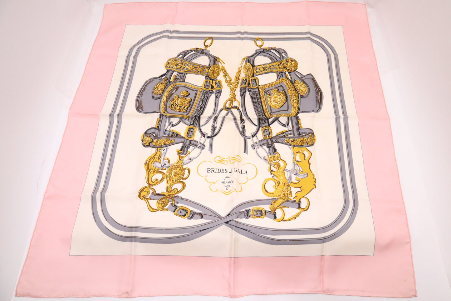 Hermes "Brides De Gala" Carre 90 in Pink Silk