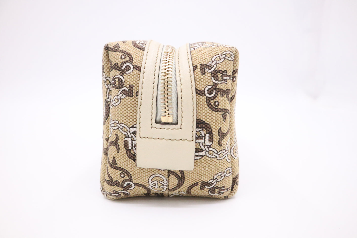 Gucci Anchor & Whale Pouch in Beige Canvas and Cream Leather