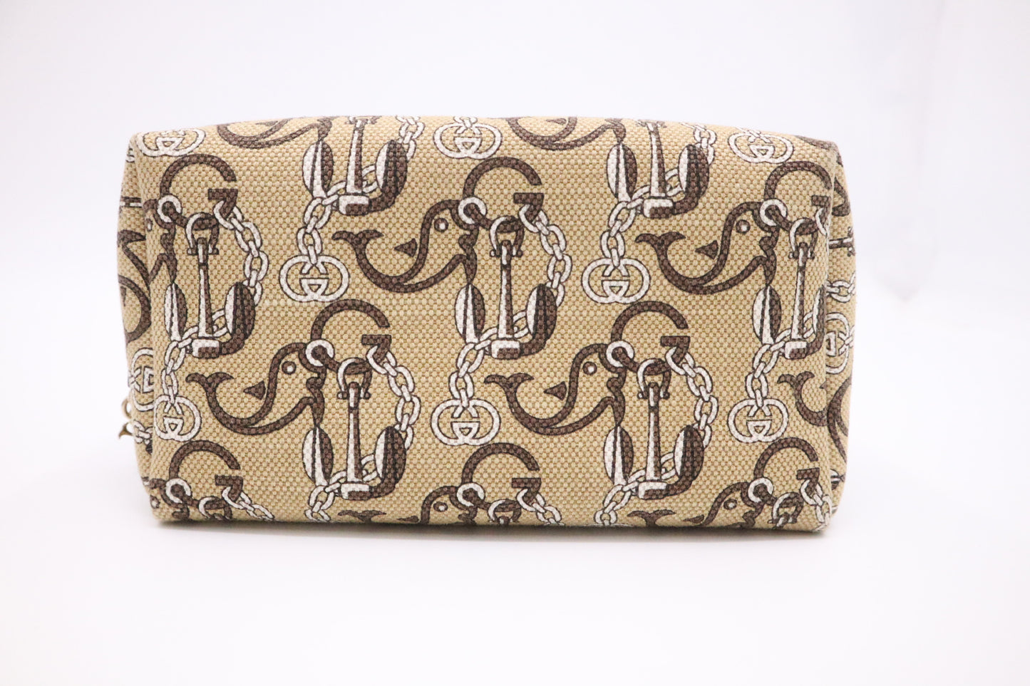 Gucci Anchor & Whale Pouch in Beige Canvas and Cream Leather