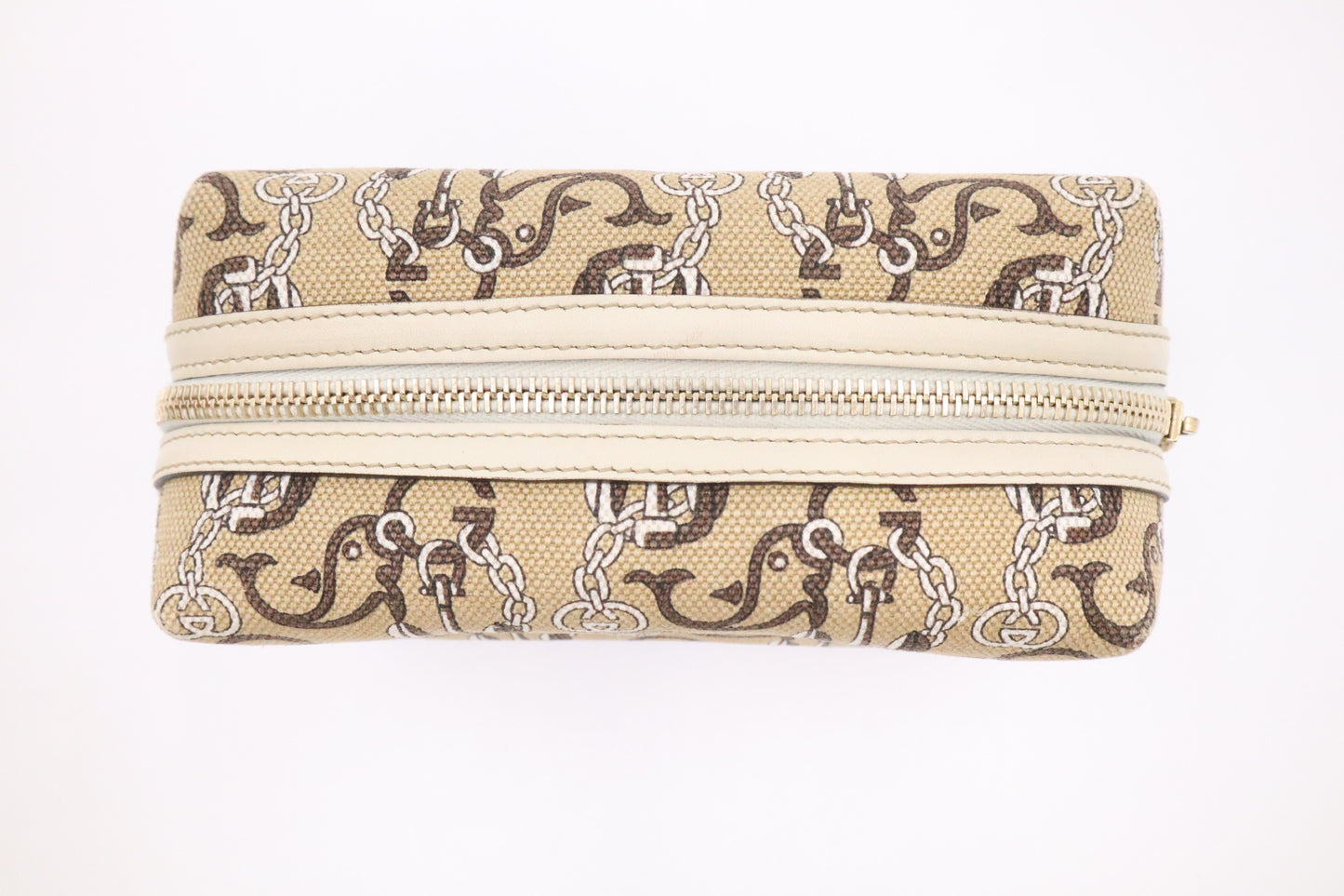 Gucci Anchor & Whale Pouch in Beige Canvas and Cream Leather