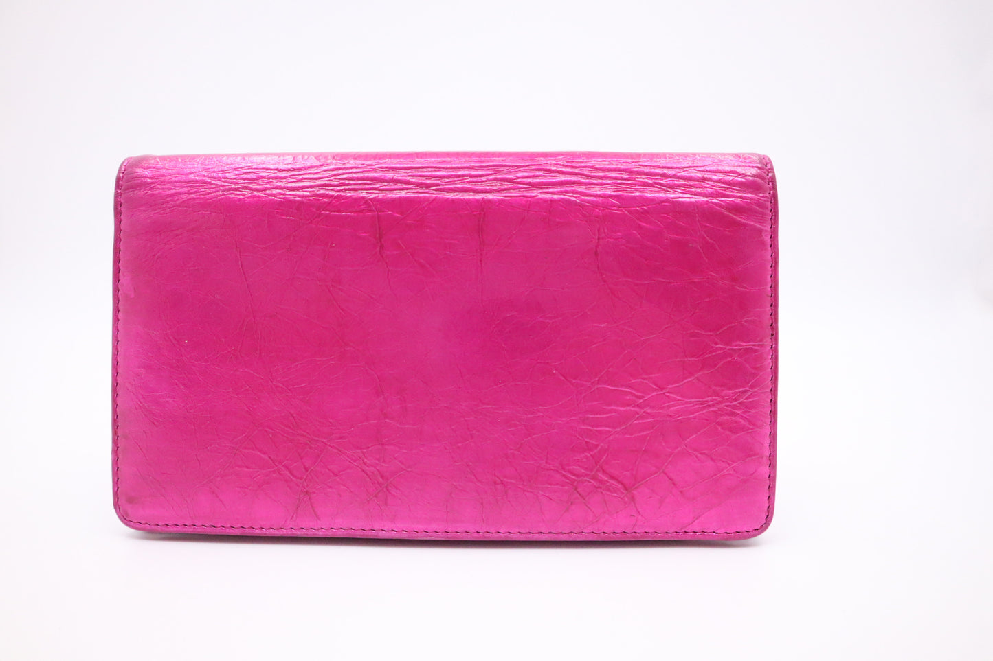 Chanel Bow Long Wallet in Pink Metallic Foil Leather