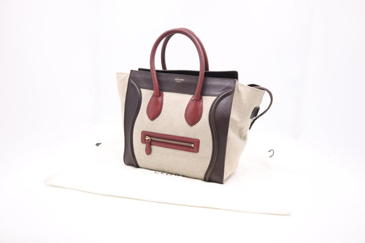 Celine Mini Luggage Bag in Beige Canvas