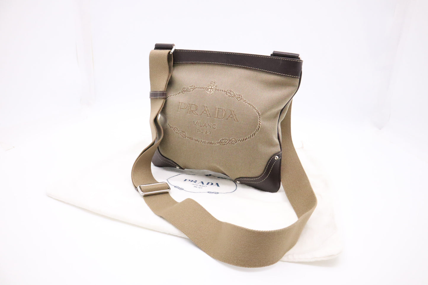 Prada Crossbody Bag in Light Brown Canvas