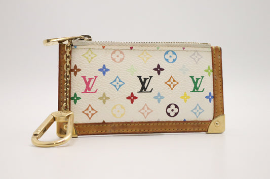 Louis Vuitton Pochette Cles in White Multicolor Monogram Canvas