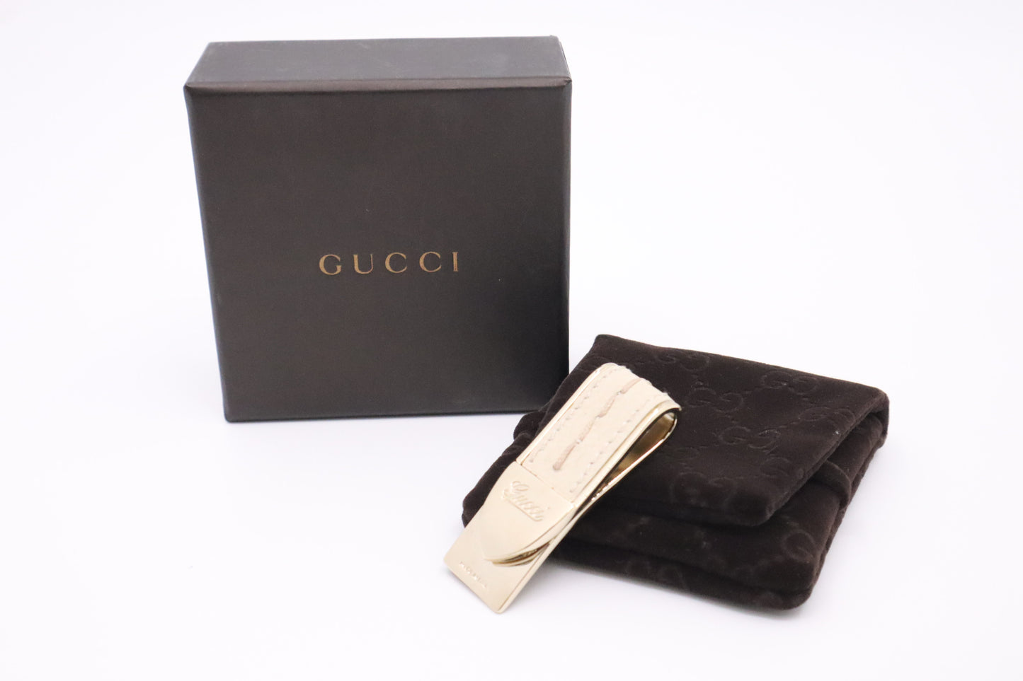 Gucci Money Clip with Off White Leather