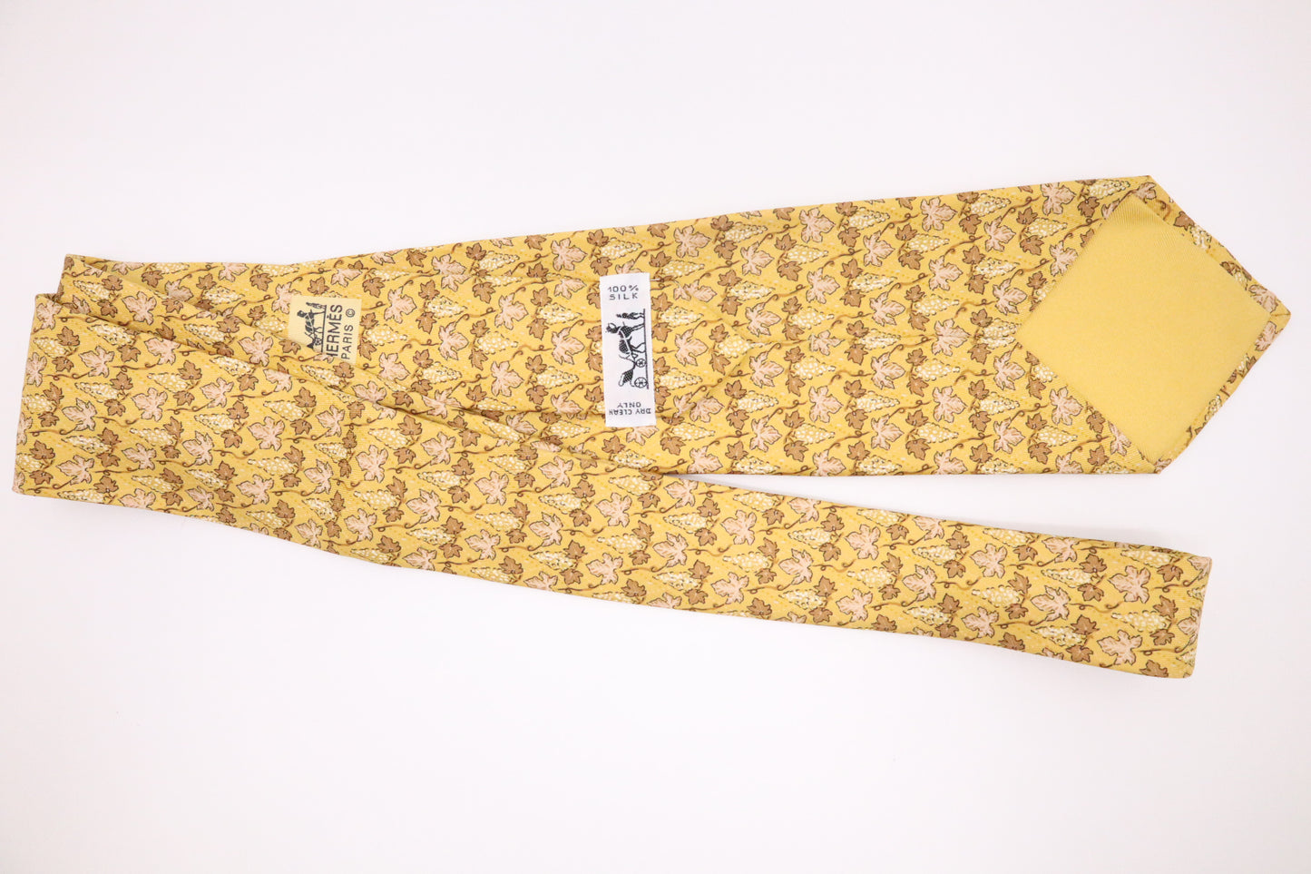 Hermes Tie in Yellow & Brown Silk